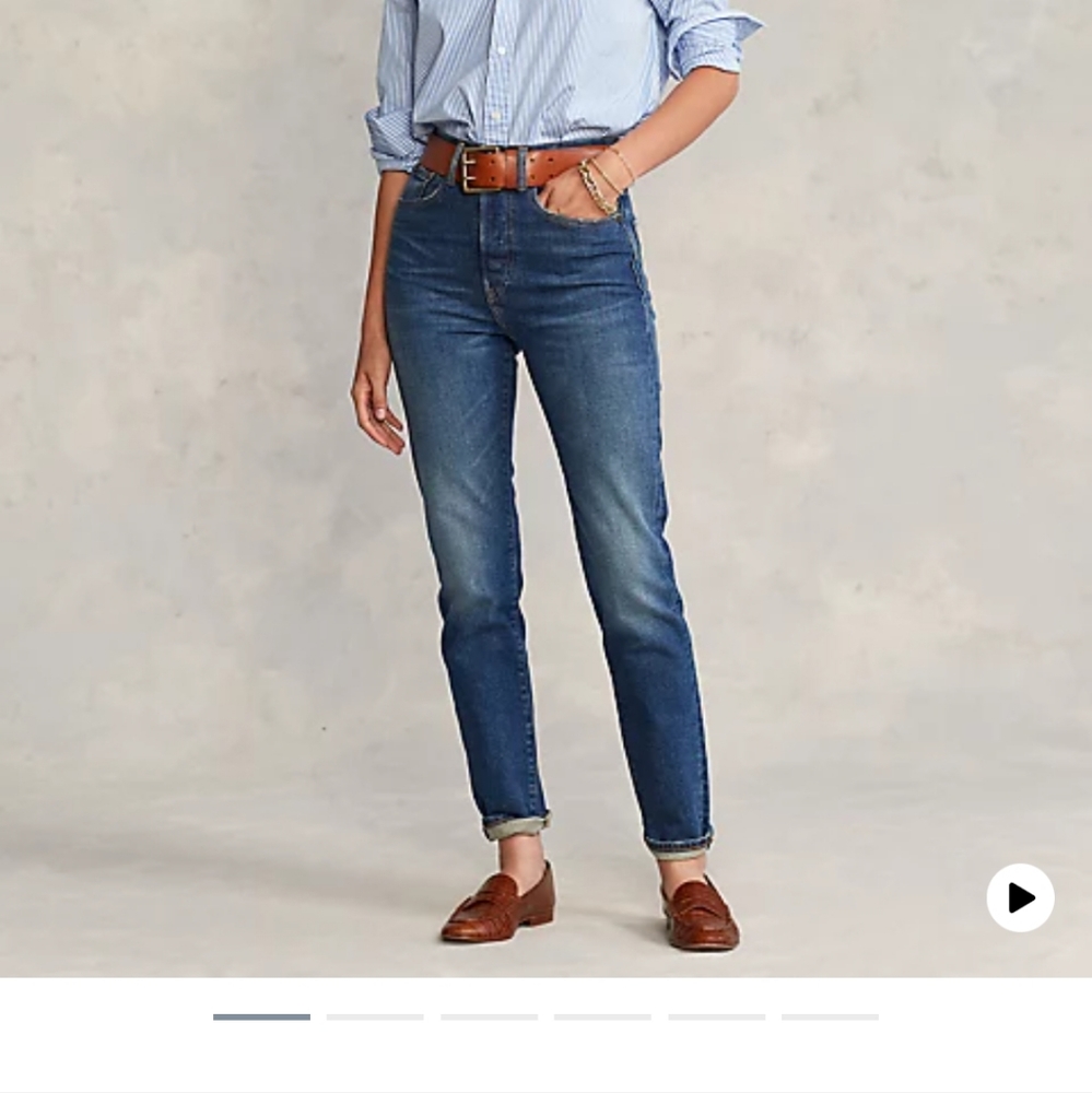Polo Ralph Lauren Callan High Rise Slim Jean button down sz 27. EUC Medium wash